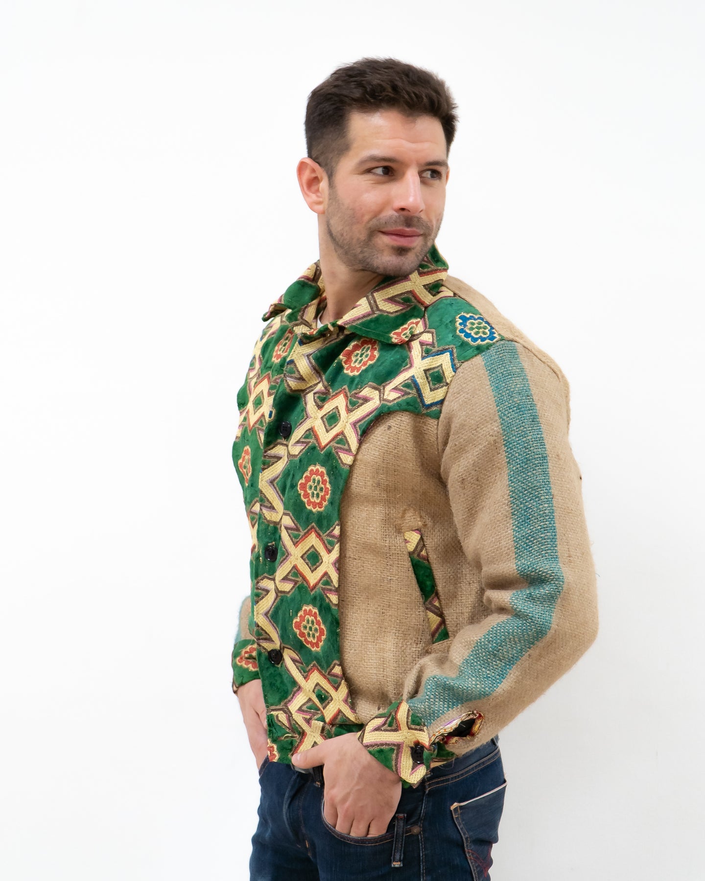 ANOURI - Unisex Green Burlap Jacket
